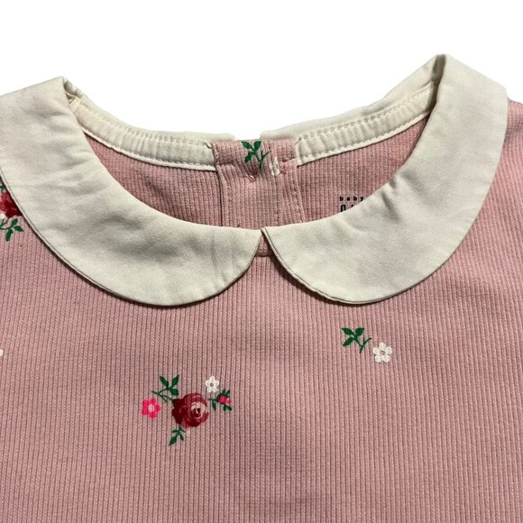 Baby Gap Sz 3 Pink Ribbed Floral Collared Shirt - Picture 3 of 4